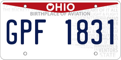 OH license plate GPF1831
