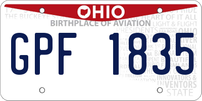 OH license plate GPF1835