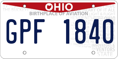 OH license plate GPF1840