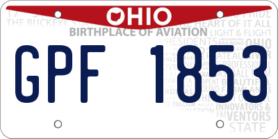 OH license plate GPF1853