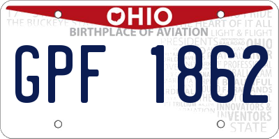 OH license plate GPF1862