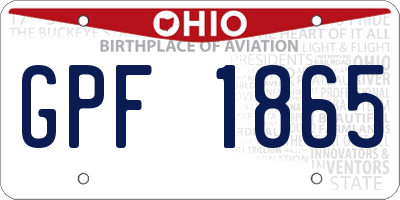 OH license plate GPF1865