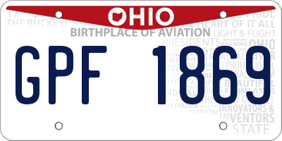 OH license plate GPF1869