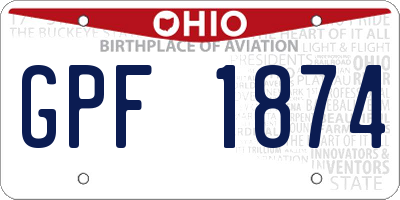 OH license plate GPF1874
