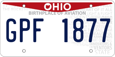 OH license plate GPF1877