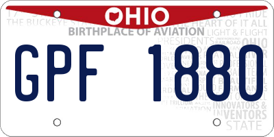 OH license plate GPF1880