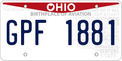 OH license plate GPF1881