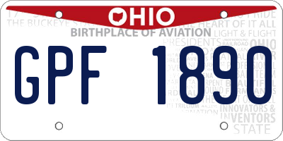 OH license plate GPF1890