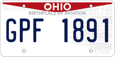 OH license plate GPF1891