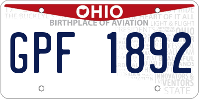 OH license plate GPF1892