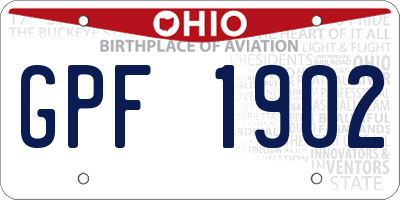 OH license plate GPF1902