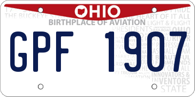 OH license plate GPF1907