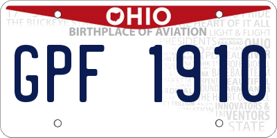 OH license plate GPF1910