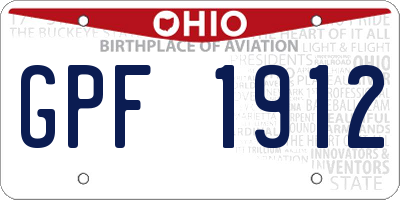 OH license plate GPF1912