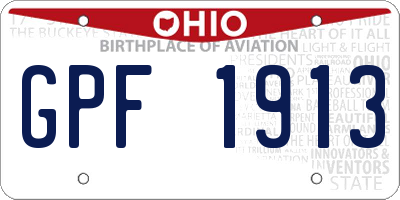OH license plate GPF1913
