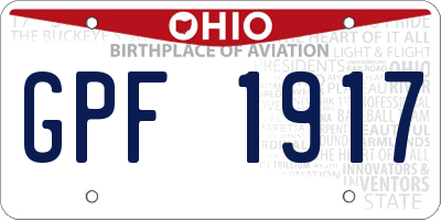 OH license plate GPF1917