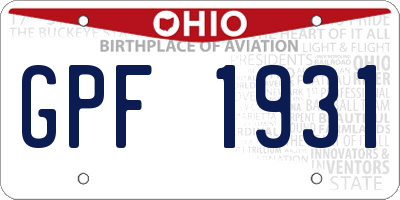 OH license plate GPF1931