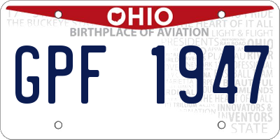 OH license plate GPF1947