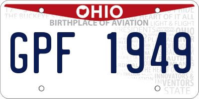 OH license plate GPF1949