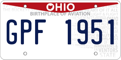 OH license plate GPF1951