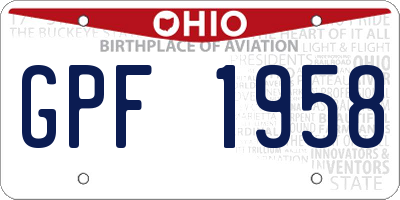 OH license plate GPF1958