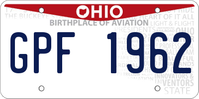 OH license plate GPF1962