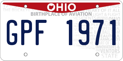 OH license plate GPF1971