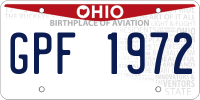 OH license plate GPF1972