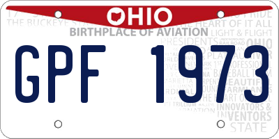 OH license plate GPF1973
