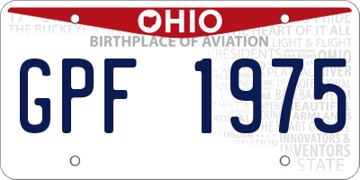 OH license plate GPF1975