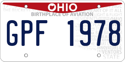 OH license plate GPF1978
