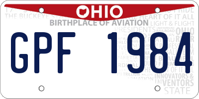 OH license plate GPF1984