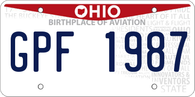 OH license plate GPF1987