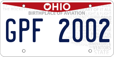 OH license plate GPF2002