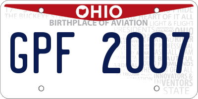 OH license plate GPF2007