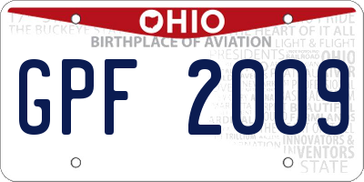 OH license plate GPF2009