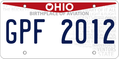 OH license plate GPF2012