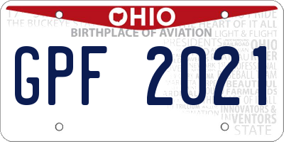 OH license plate GPF2021