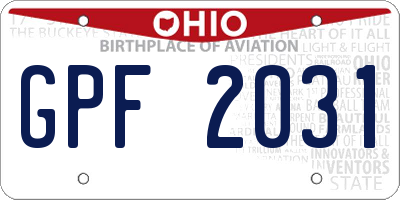 OH license plate GPF2031