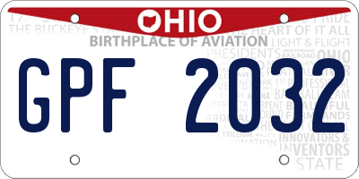 OH license plate GPF2032