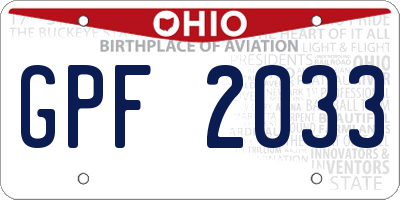 OH license plate GPF2033