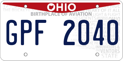 OH license plate GPF2040