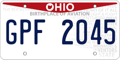 OH license plate GPF2045