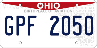 OH license plate GPF2050