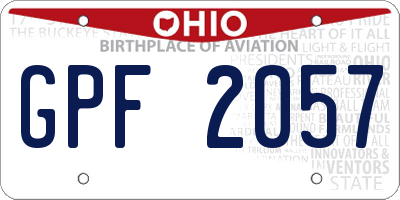OH license plate GPF2057