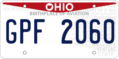 OH license plate GPF2060
