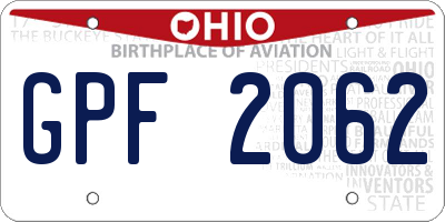 OH license plate GPF2062