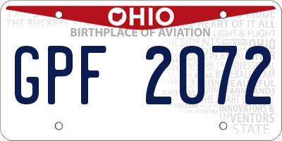 OH license plate GPF2072