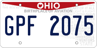 OH license plate GPF2075