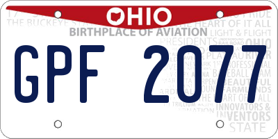 OH license plate GPF2077